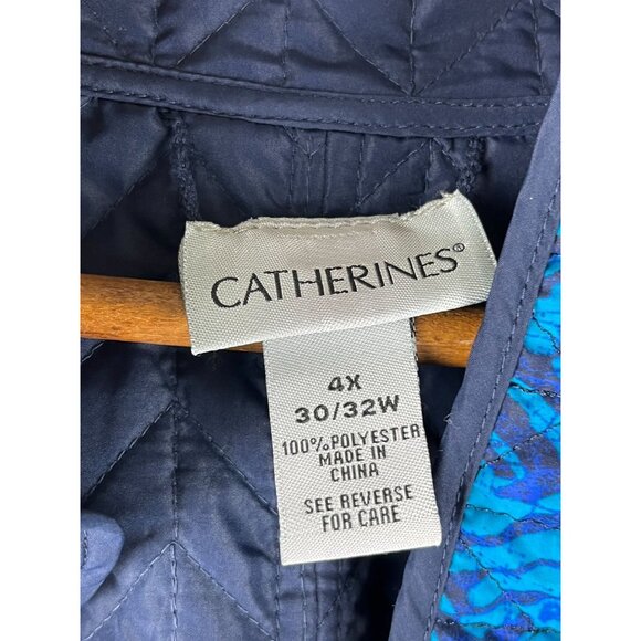 PLUS Coastal Oversized Striped Aqua Blue Catherines Zip Up Vest, Women's 4X - Picture 7 of 12